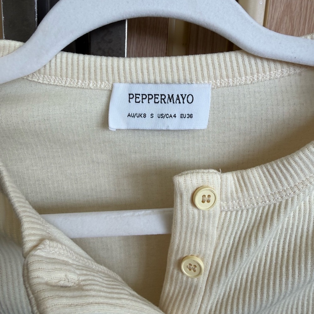 Peppermayo Yellow Ribbed Button-Up Top - Picture 2 of 3